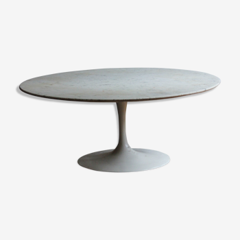 Table basse ronde par Eero Saarinen pour Knoll, marbre Carrare