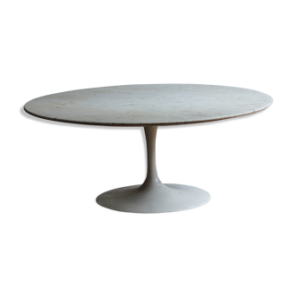 Table basse ronde par Eero Saarinen pour Knoll, marbre Carrare