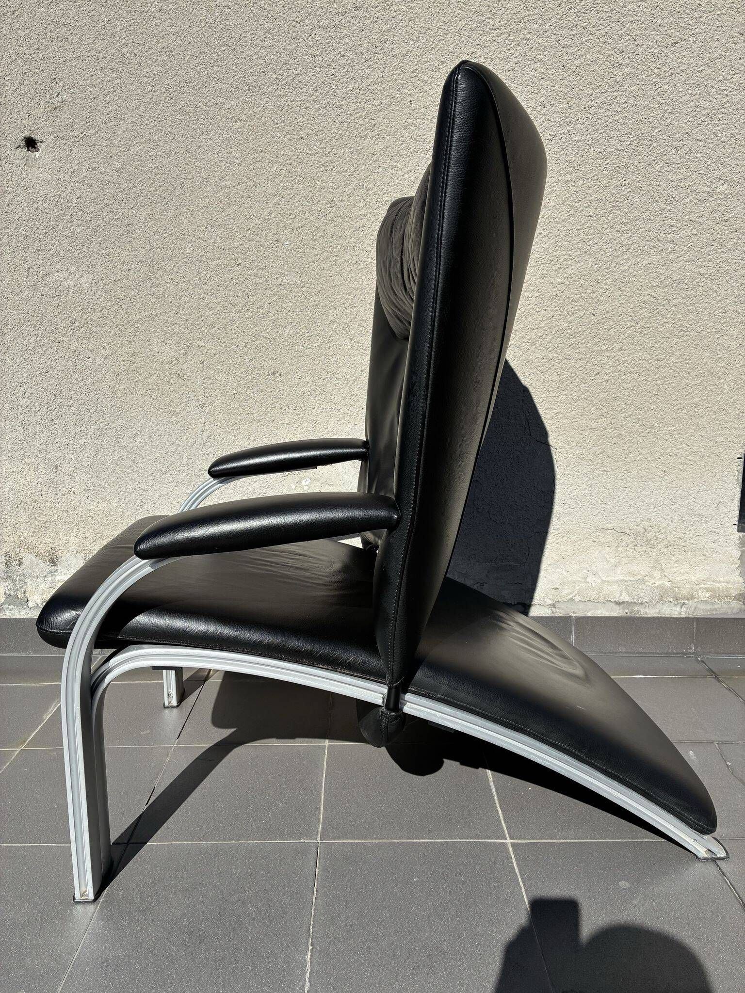 WK Wohnen Spot 698 reclining black lounge chair by Stefan Heiliger, 1980s