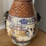 Vase en céramique polychromes en grès émaillé