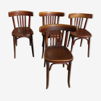 Lot de 4 chaises bistrot en bois courbé Thonet