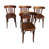 Set of 4 bistro chairs in curved wood Thonet
