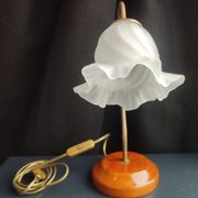 Brass and glass swan neck desk lamp in Art Nouveau style.