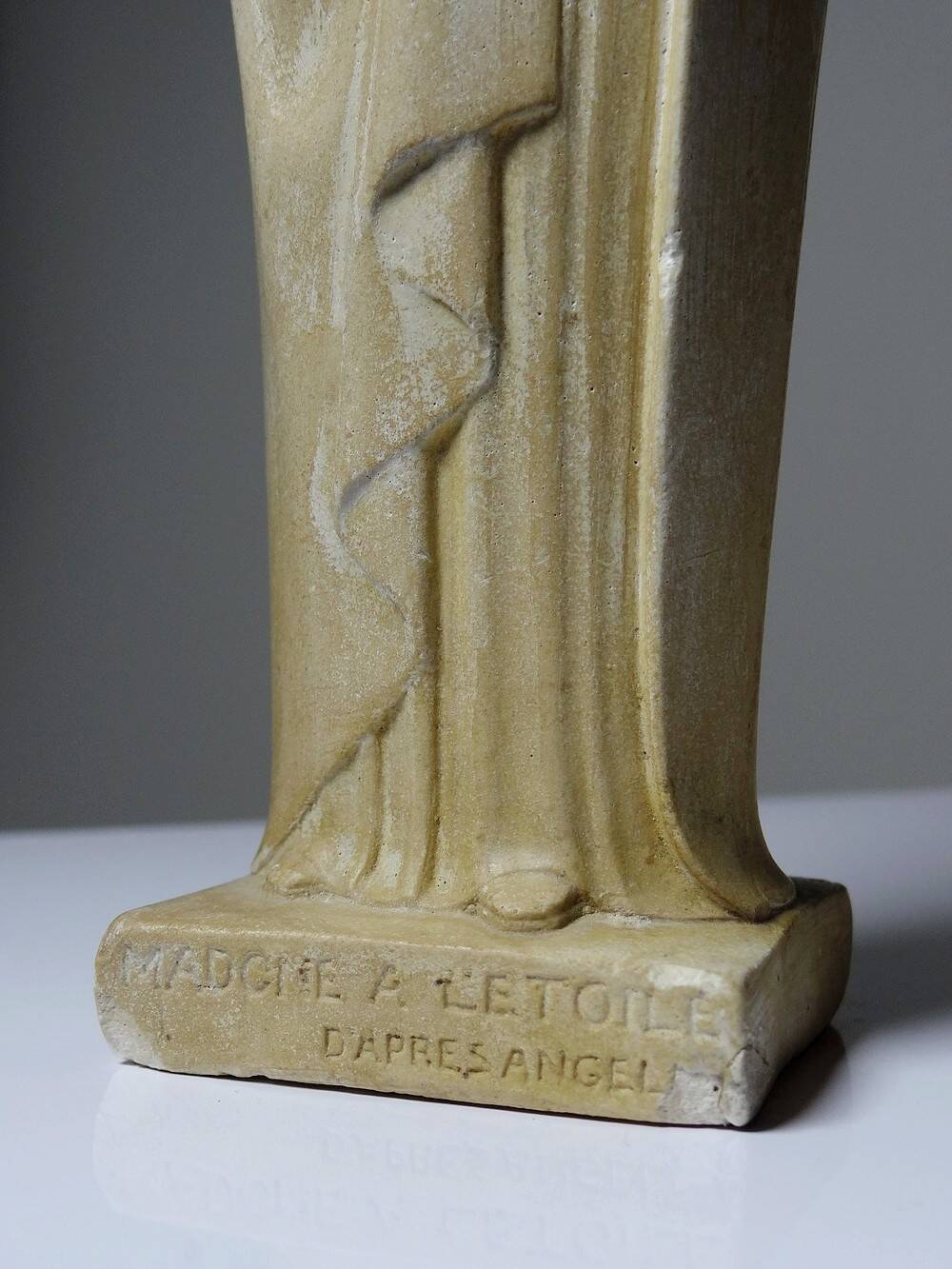 old "Virgin with the star" and child in waxed plaster
