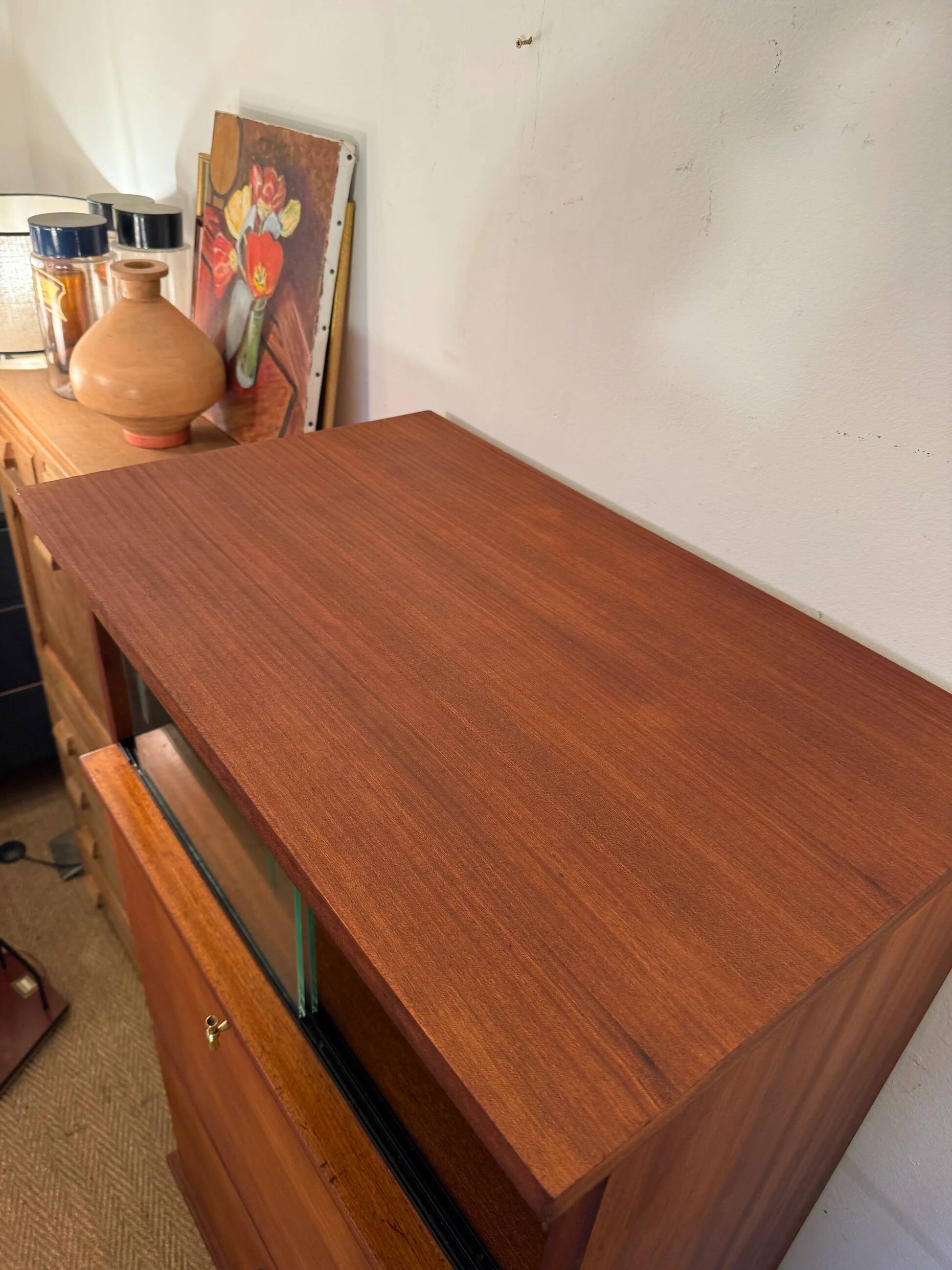 Secrétaire vintage en placage acajou