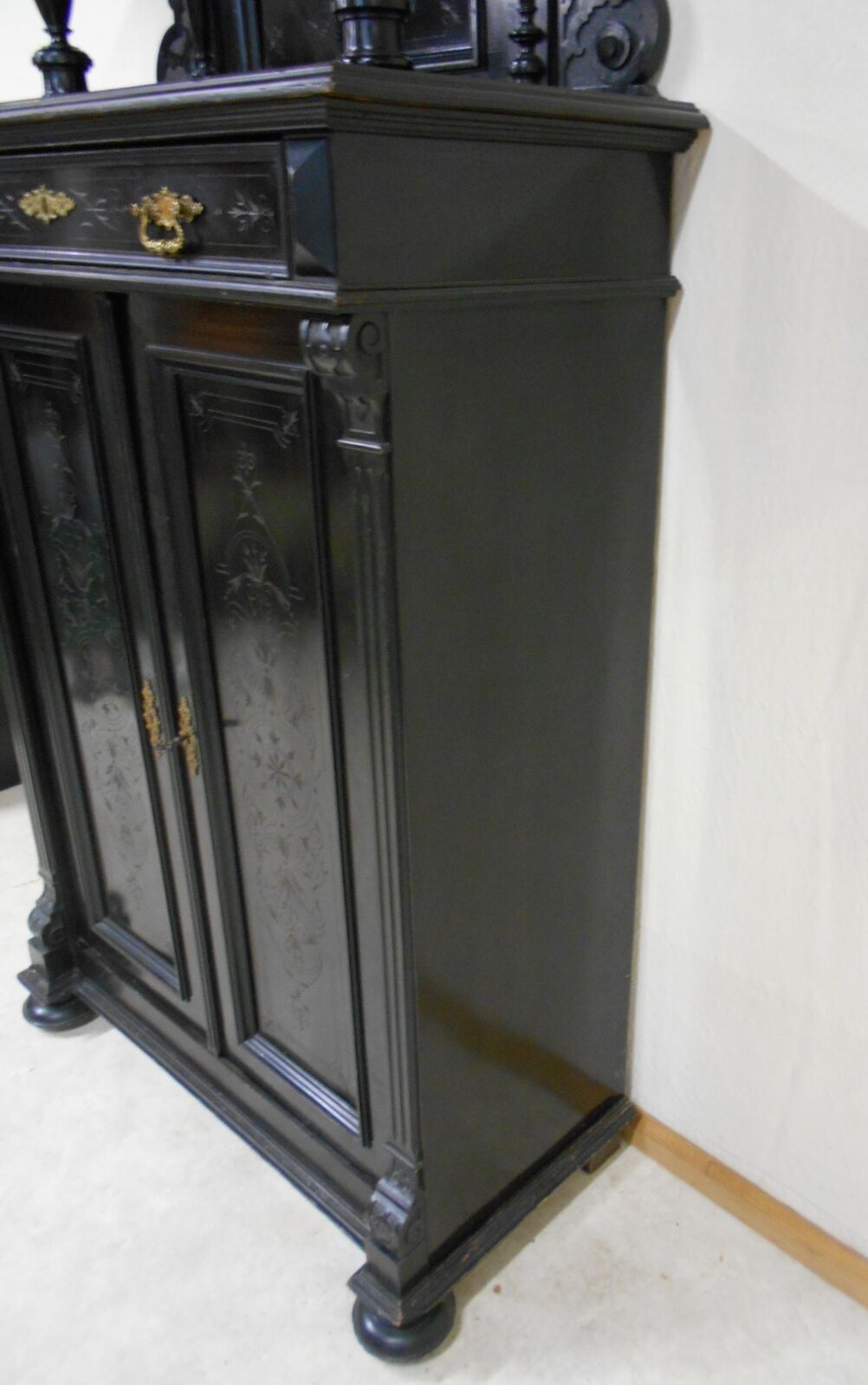 Blackened wooden buffet