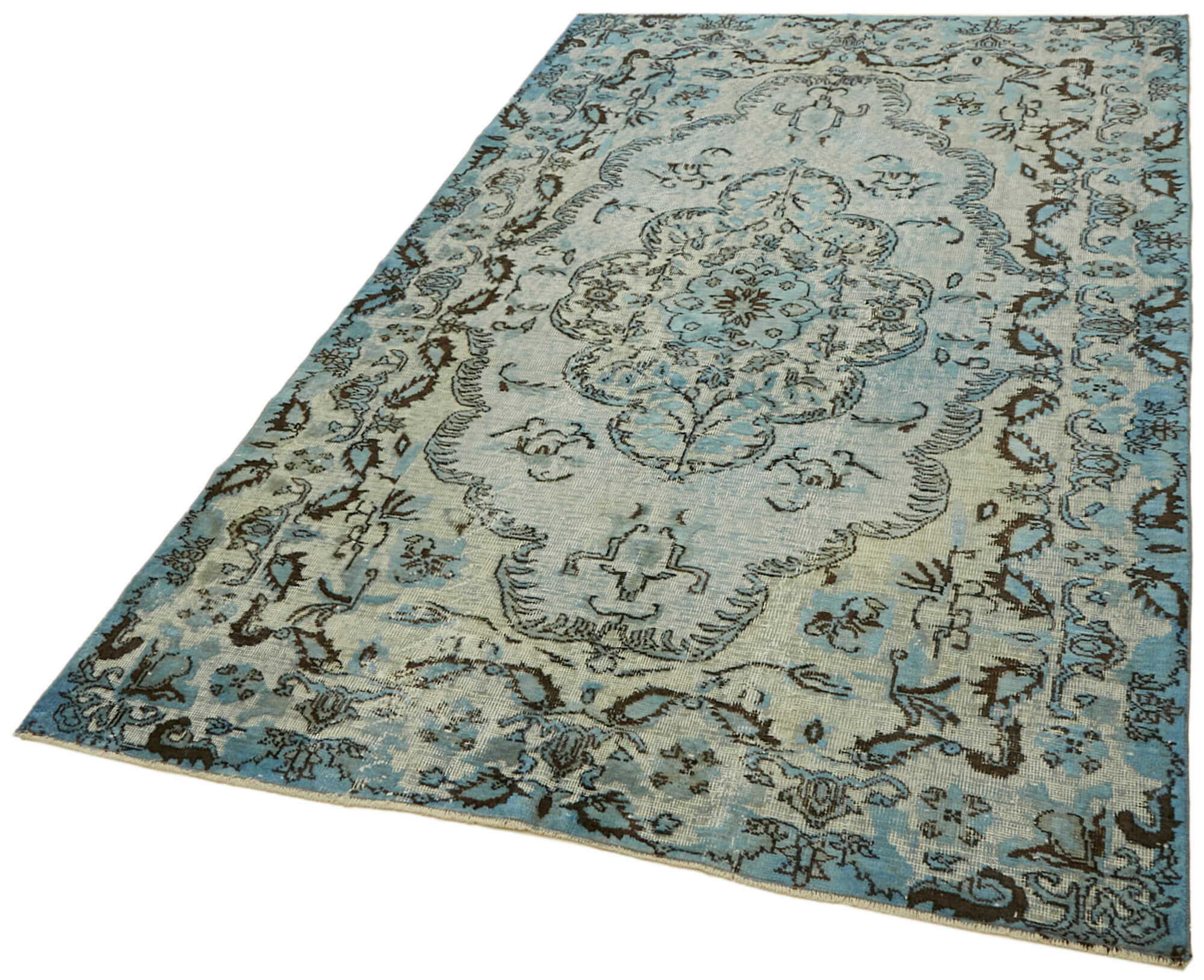 Hand-knotted carved oriental 1970s 172 cm x 270 cm blue carpet