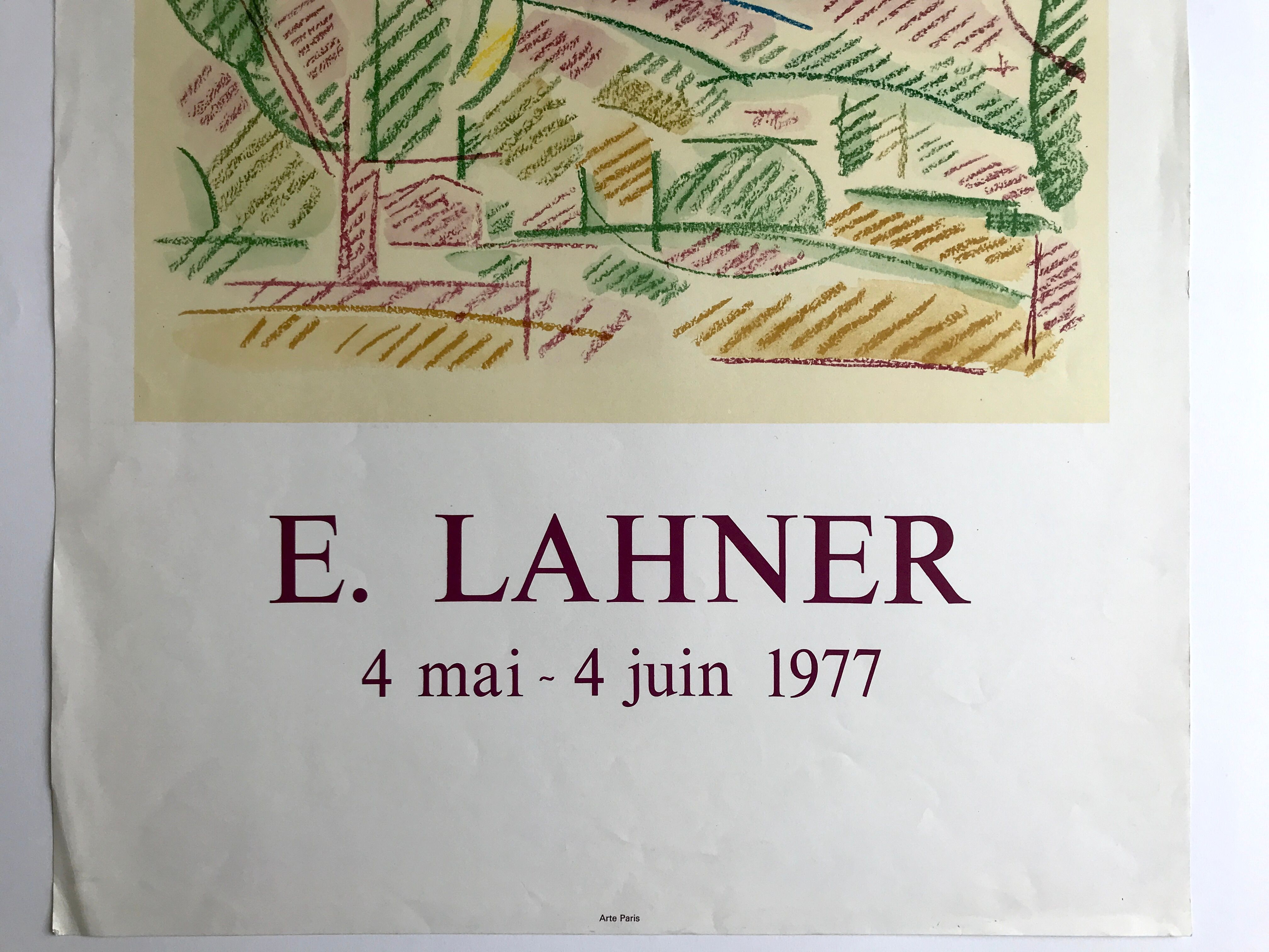 Poster in lithograph of Émile Lahner, Galerie René Drouet, 1977