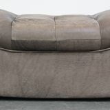 Gray leather design element/ armchair from the 70s + footstool