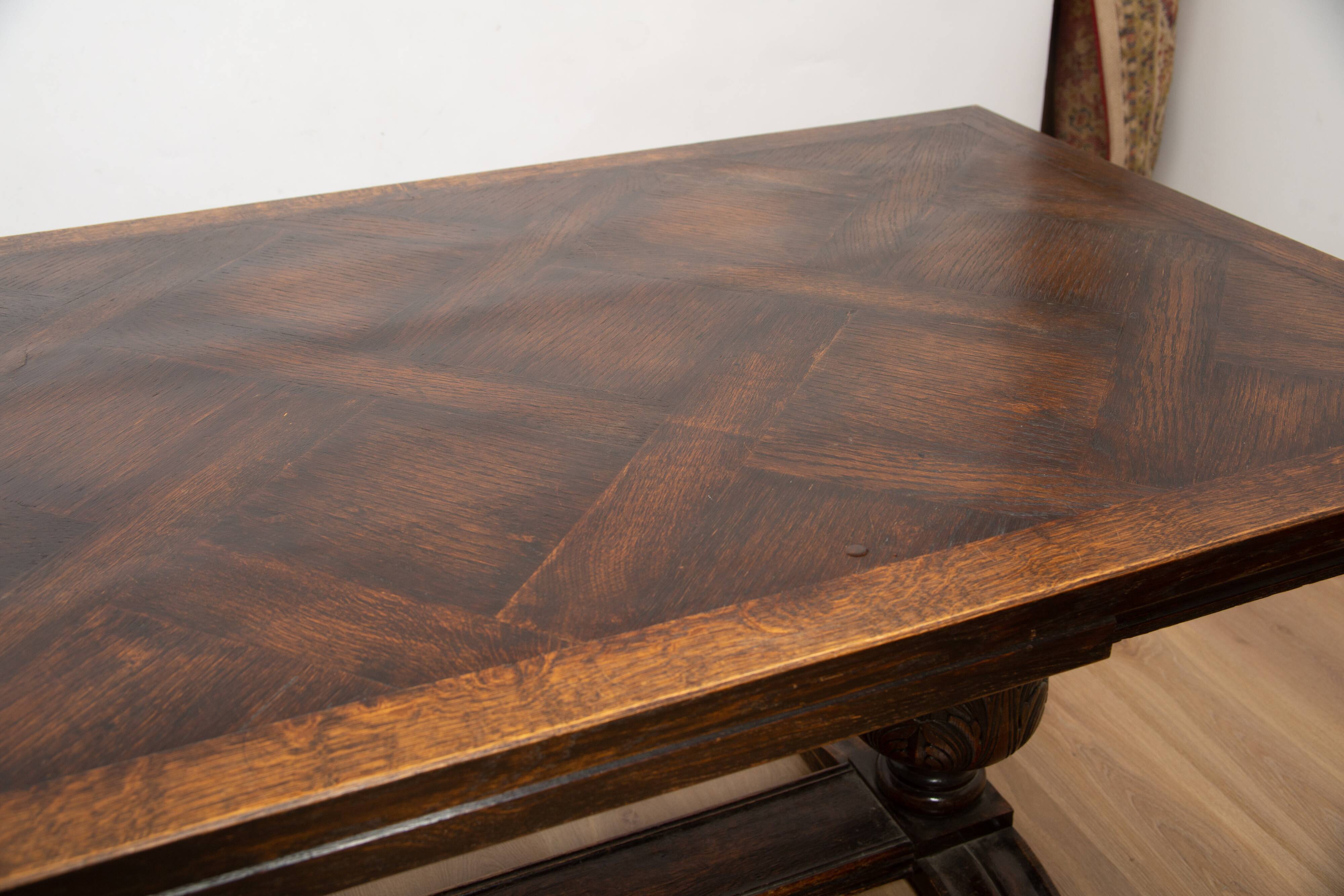 Large solid wood table with Spanish Renaissance extension