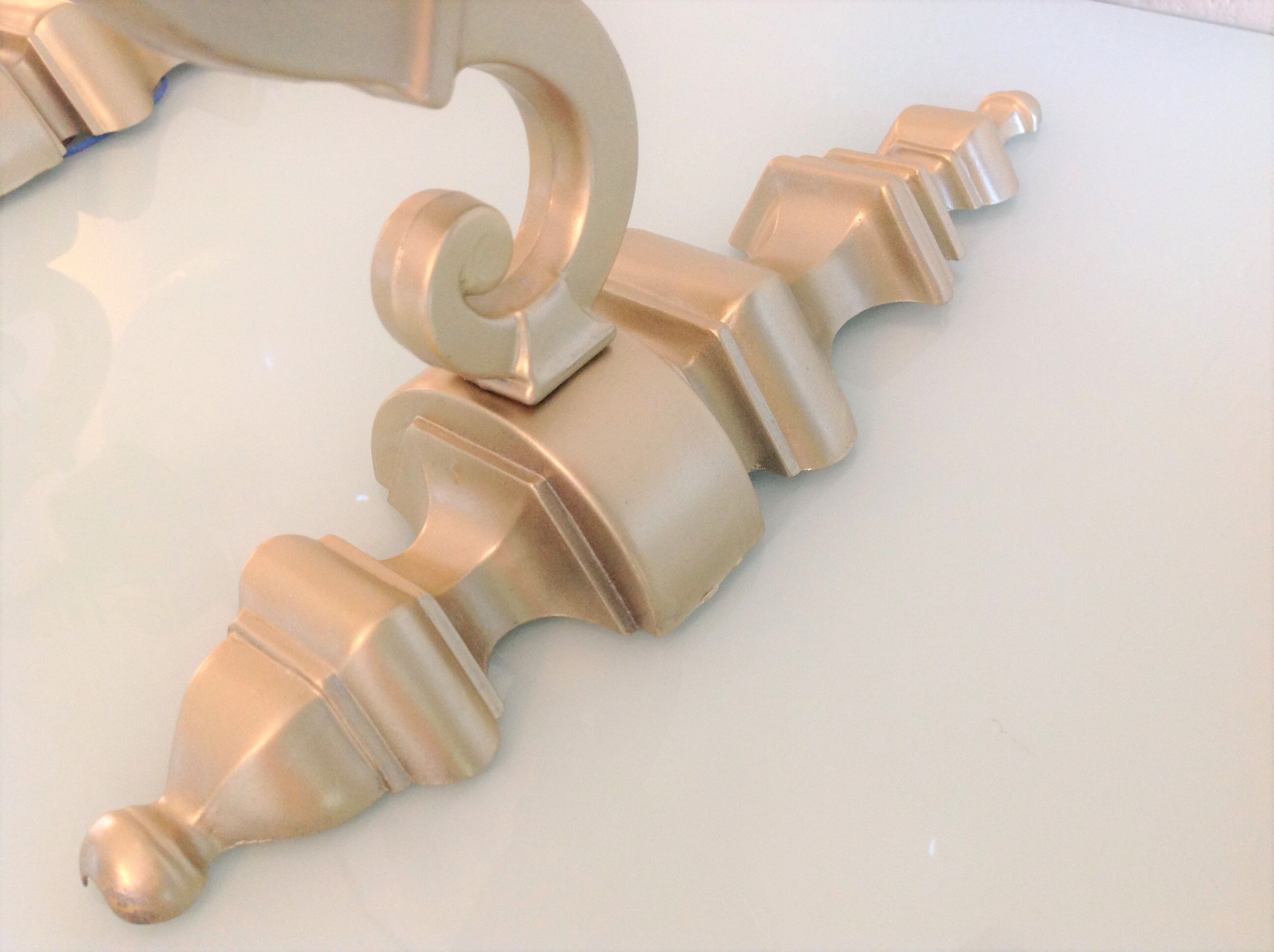 Pair of wall lamps in gilded metal and frosted glass art deco style