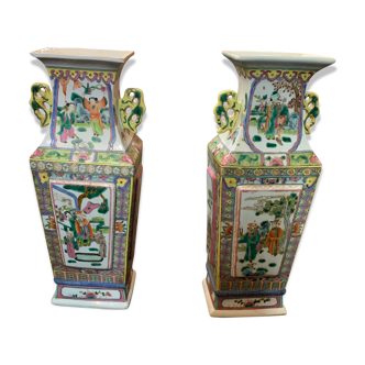 Paire de vases Canton 19ème siécle