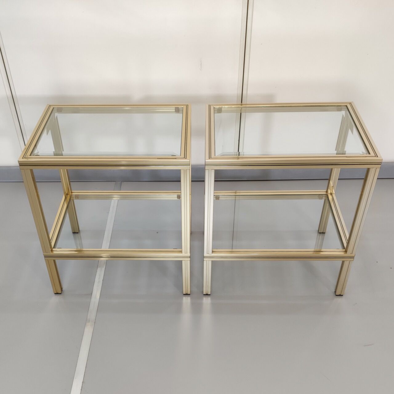 Pair gold Pierre Vandel side tables