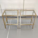 Pair gold Pierre Vandel side tables