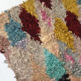 Moroccan Berber carpet Boucherouite with colored diamonds 242x110cm