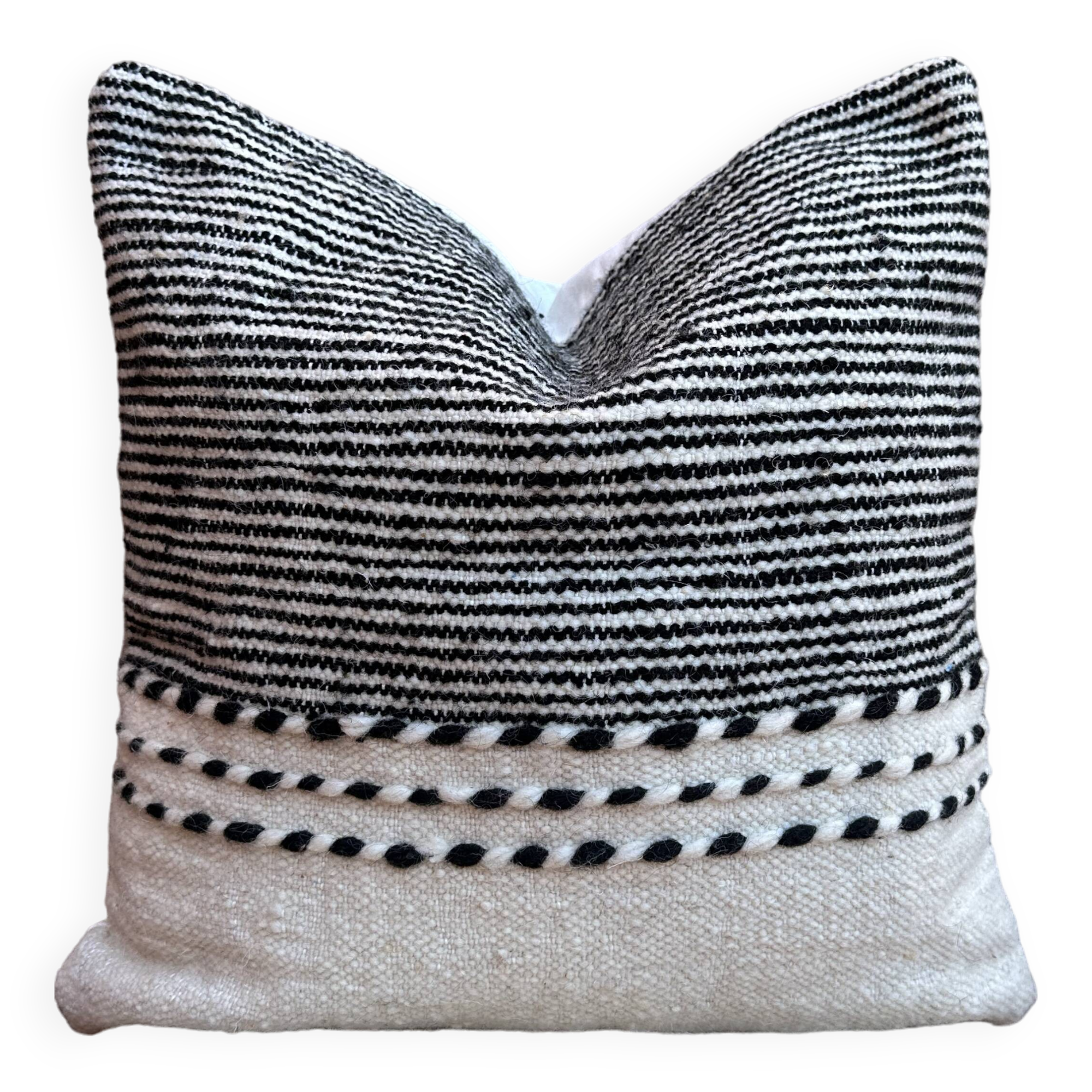 Berber zanafi square cushion cover - handmade - 100% wool and cotton - 45x45cm