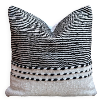 Berber zanafi square cushion cover - handmade - 100% wool and cotton - 45x45cm
