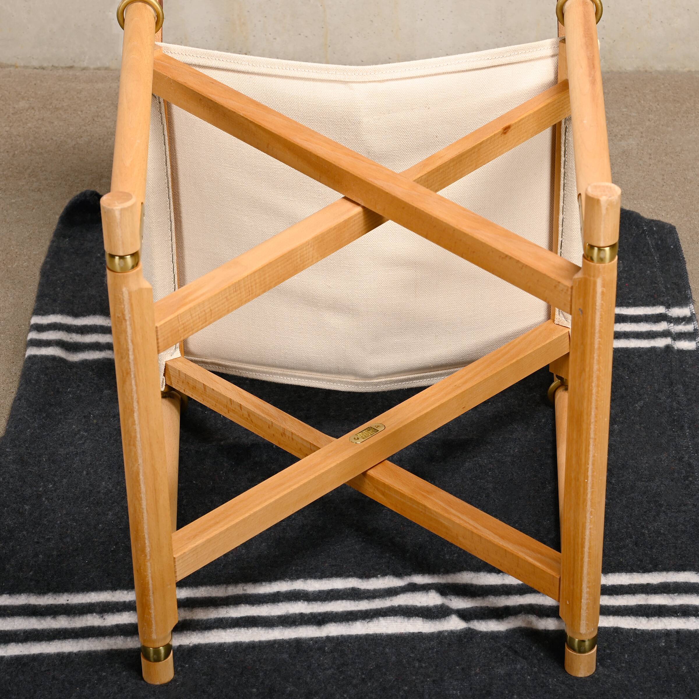 Mogens Koch MK16 Folding Chair in Beech Wood and Canvas for Rud Rasmussen, DK