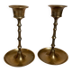 Paire de petits bougeoirs en laiton