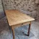 Old farmhouse dining table, rustic kitchen, poplar top, chestnut base, two drawers, 1800–1850.