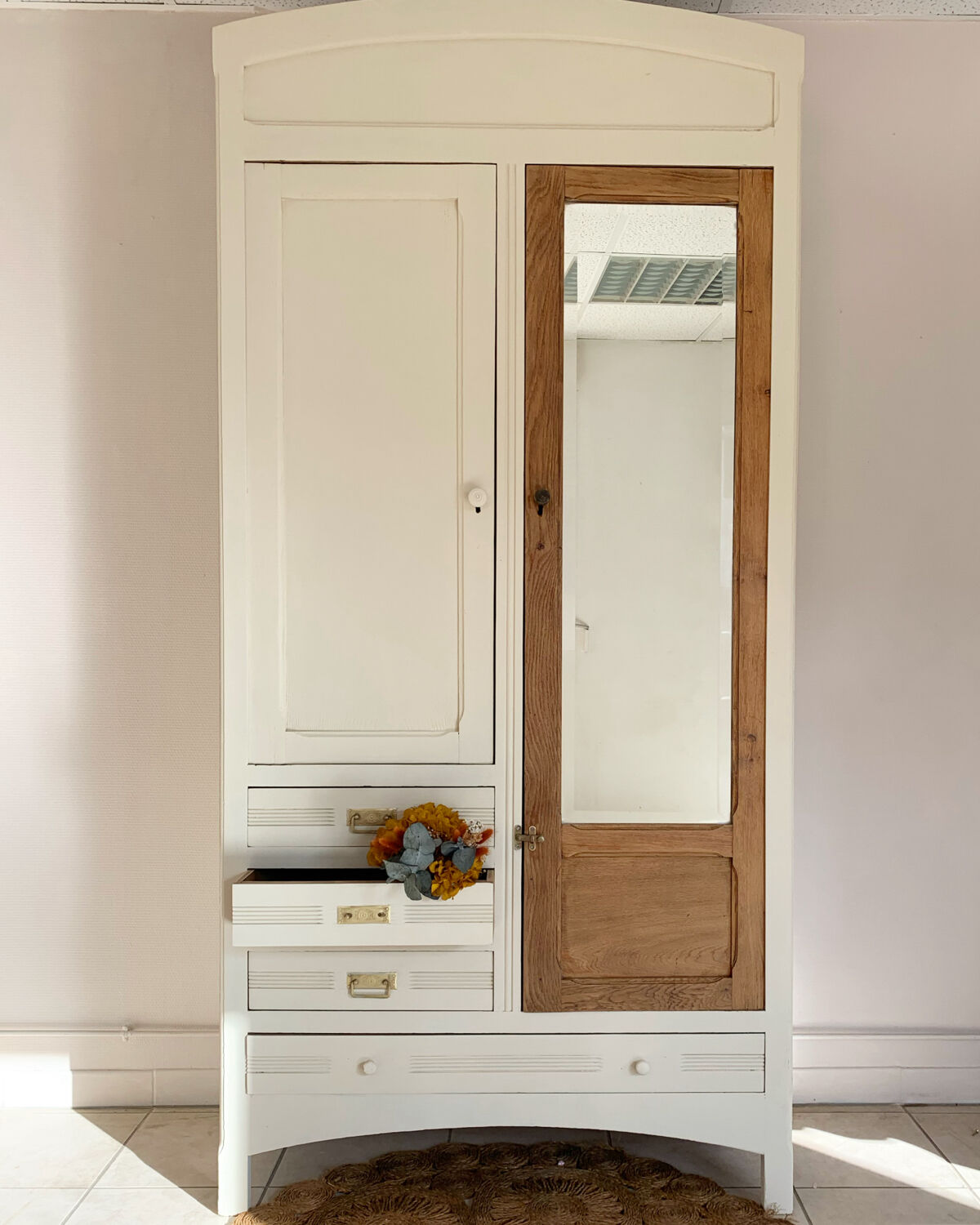 Vintage wardrobe with mirror