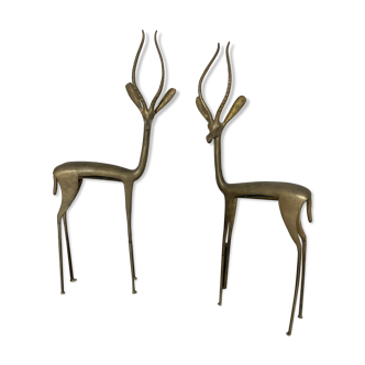 Pair of brass gazelles