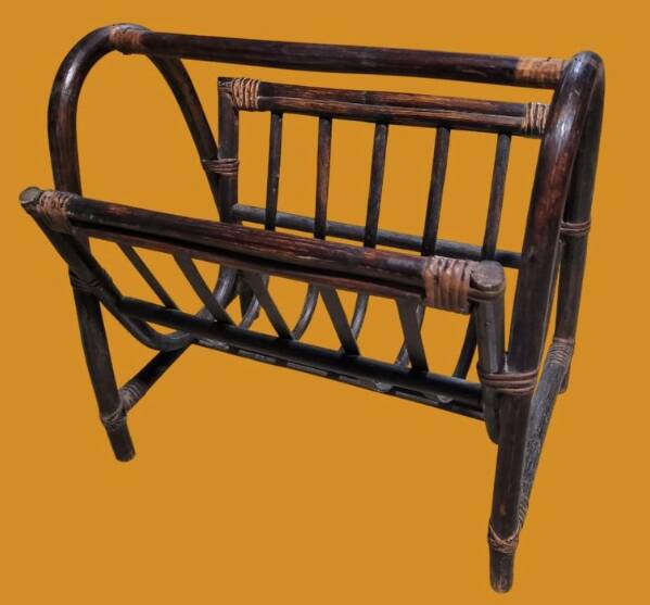 Magazine rack; newspaper rack dark bamboo; rattan
