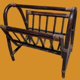 Magazine rack; newspaper rack dark bamboo; rattan