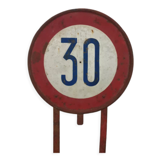 Road sign 30 km/h, indus vintage