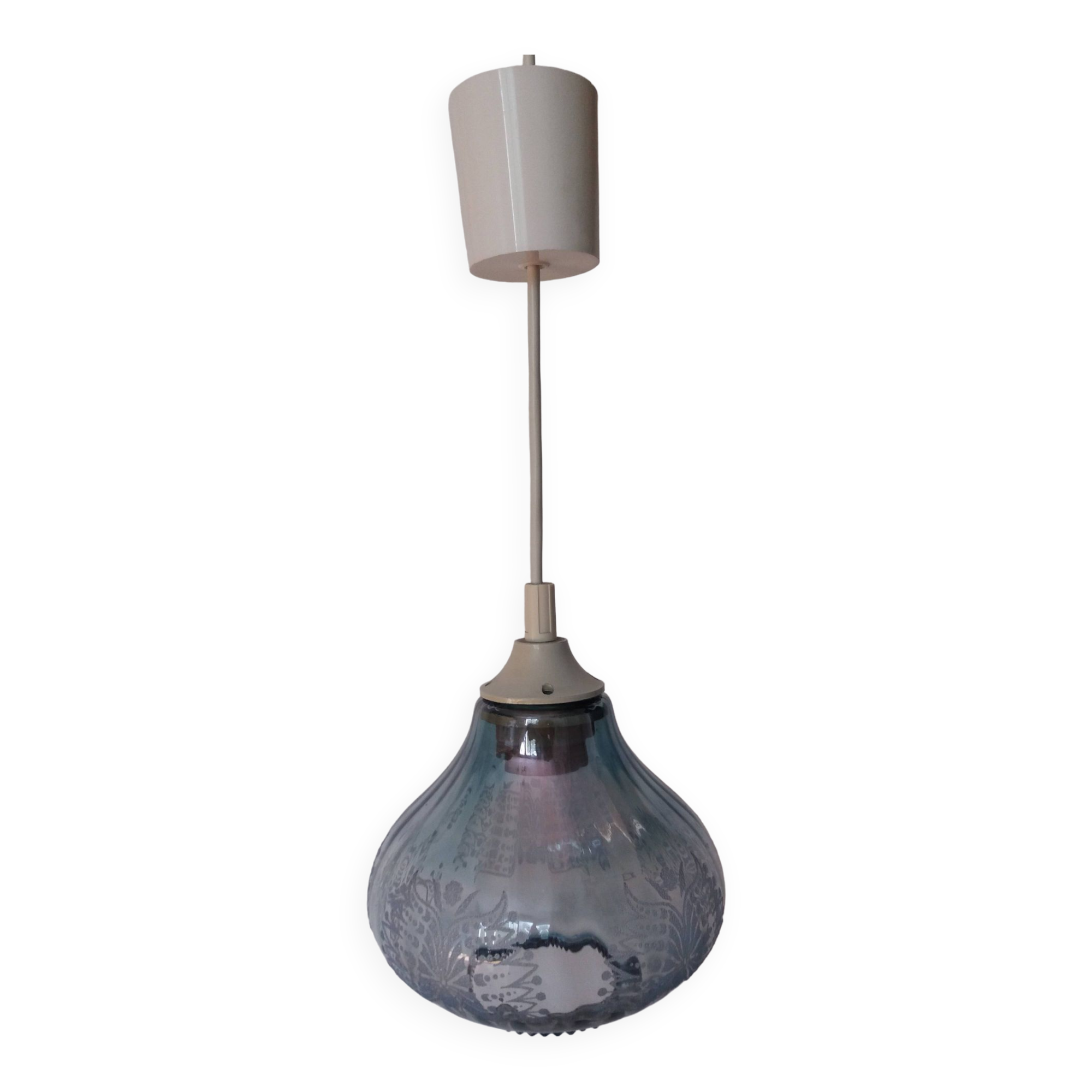 Blue glass tulip pendant light