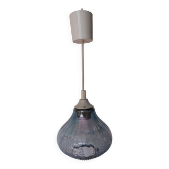 Blue glass tulip pendant light