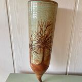 Glazed stoneware wall vase with tree decoration – ca. 1960–1980