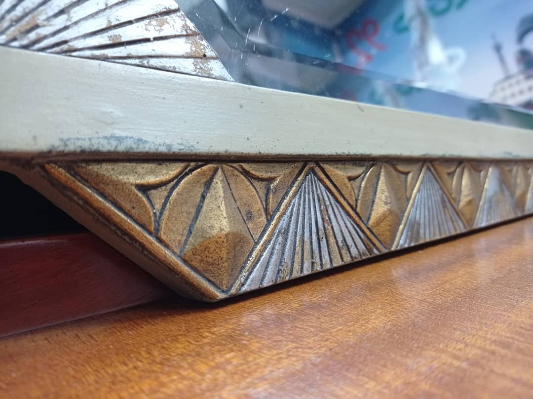 Gilded and silver art deco mirror 72x45cm