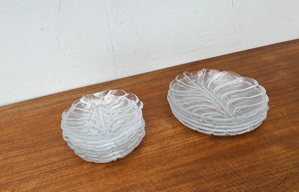 Vintage Swedish glass plates Eden by Lars Hellsten for Orrefors, 1970s, set of 13.