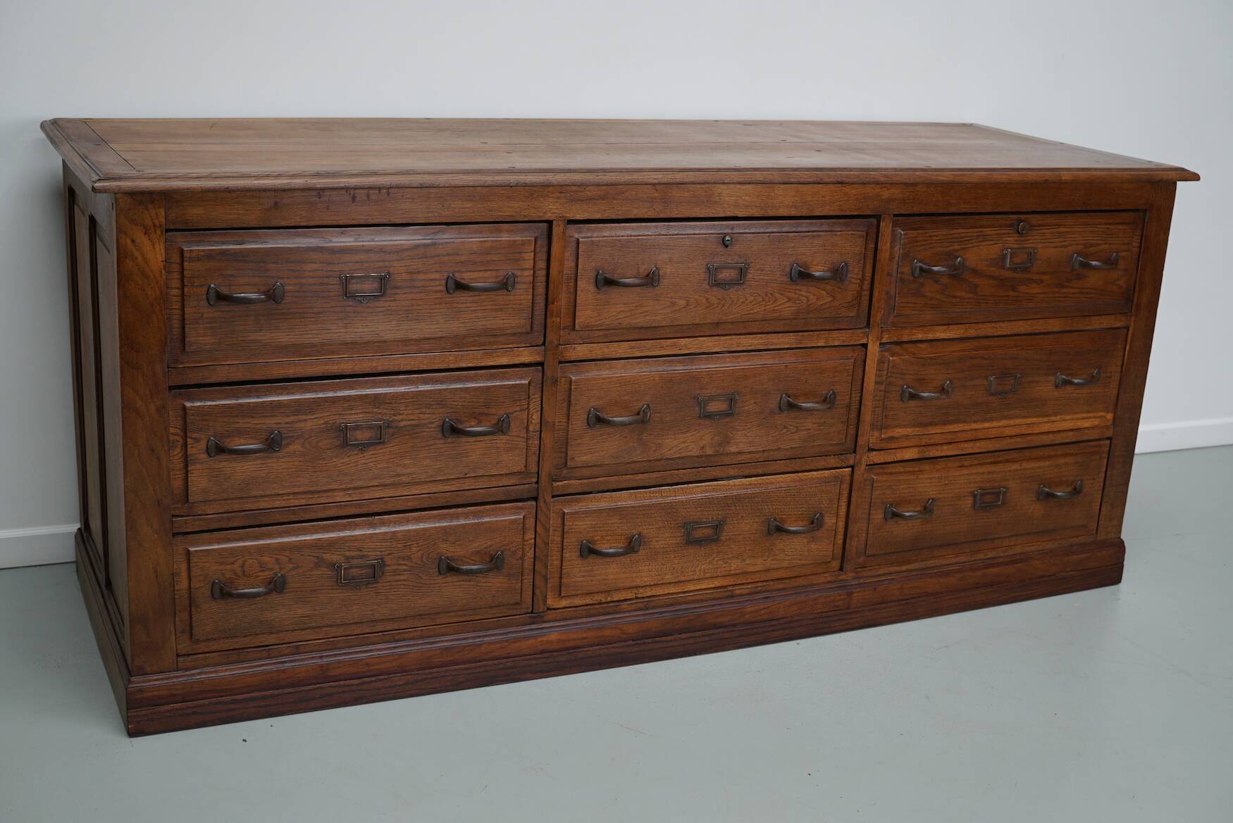 Antique French Oak Apothecary / Filing Cabinet / Kitchen Island, 1920/30s