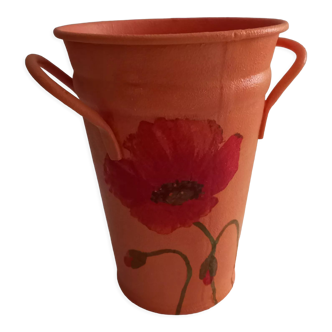 Painted sheet metal pot cover Poppy pattern