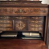 George III flap-top secretary in flamed mahogany, late 18th century