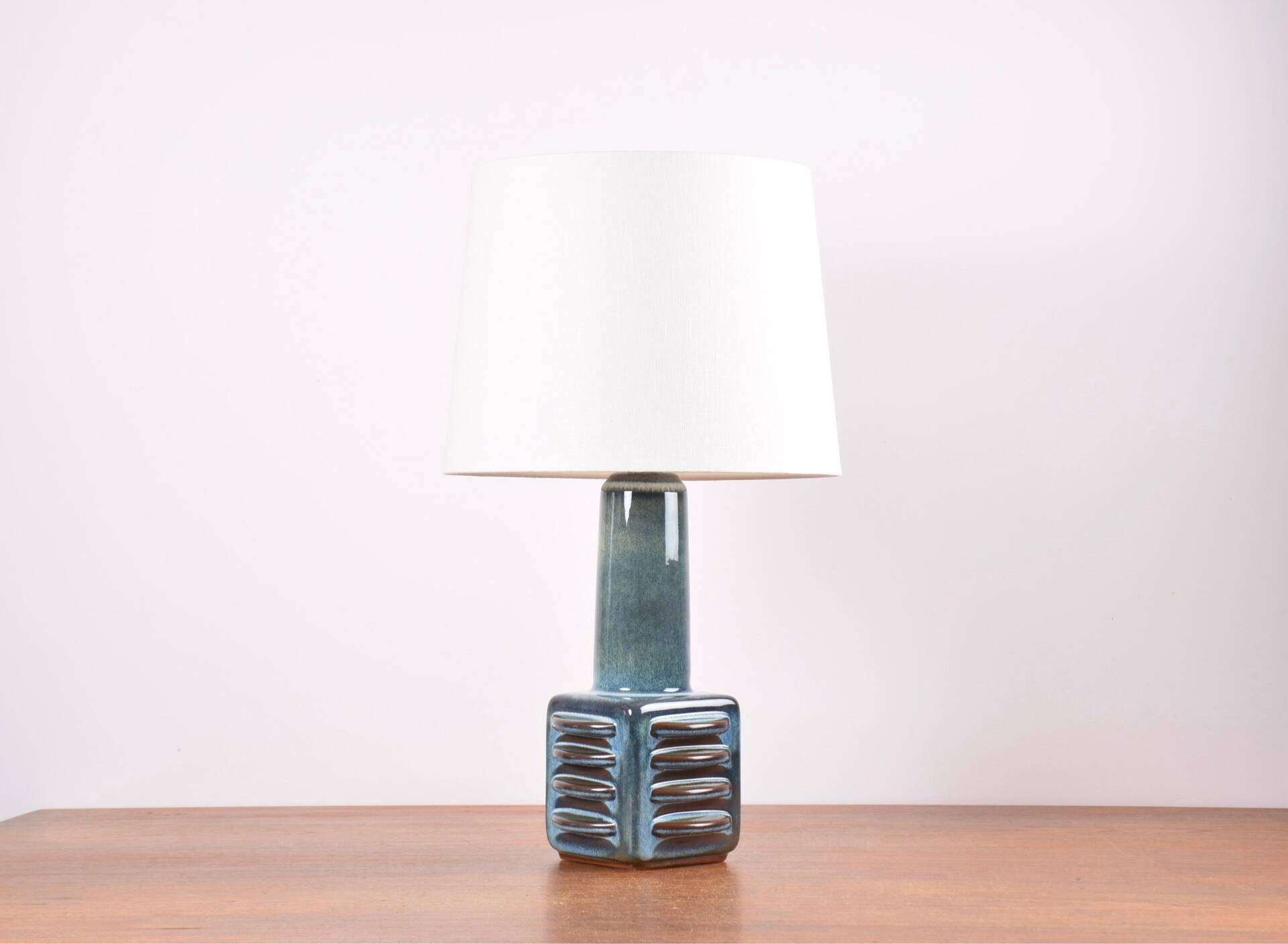 Sculptural table lamp Søholm blue green brown, modern Danish from the 1960s.