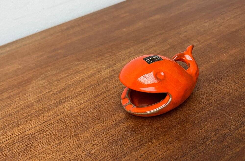 Whale Figurine Ashtray in Ceramic by Ceramica D'Arte, Salerno, Italy, 1970s