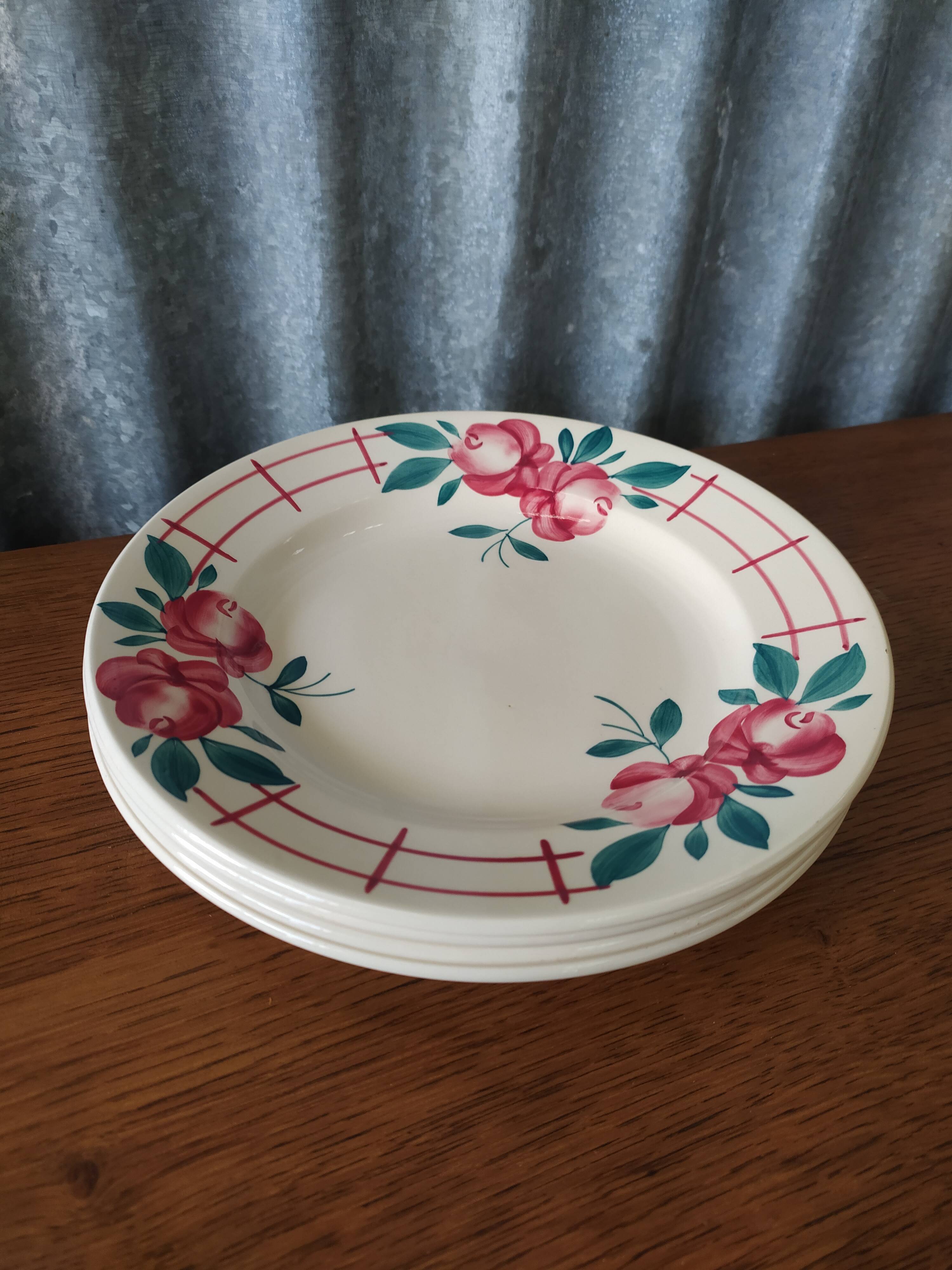 Set of 4 flat plates sarreguemines Beauséjour
