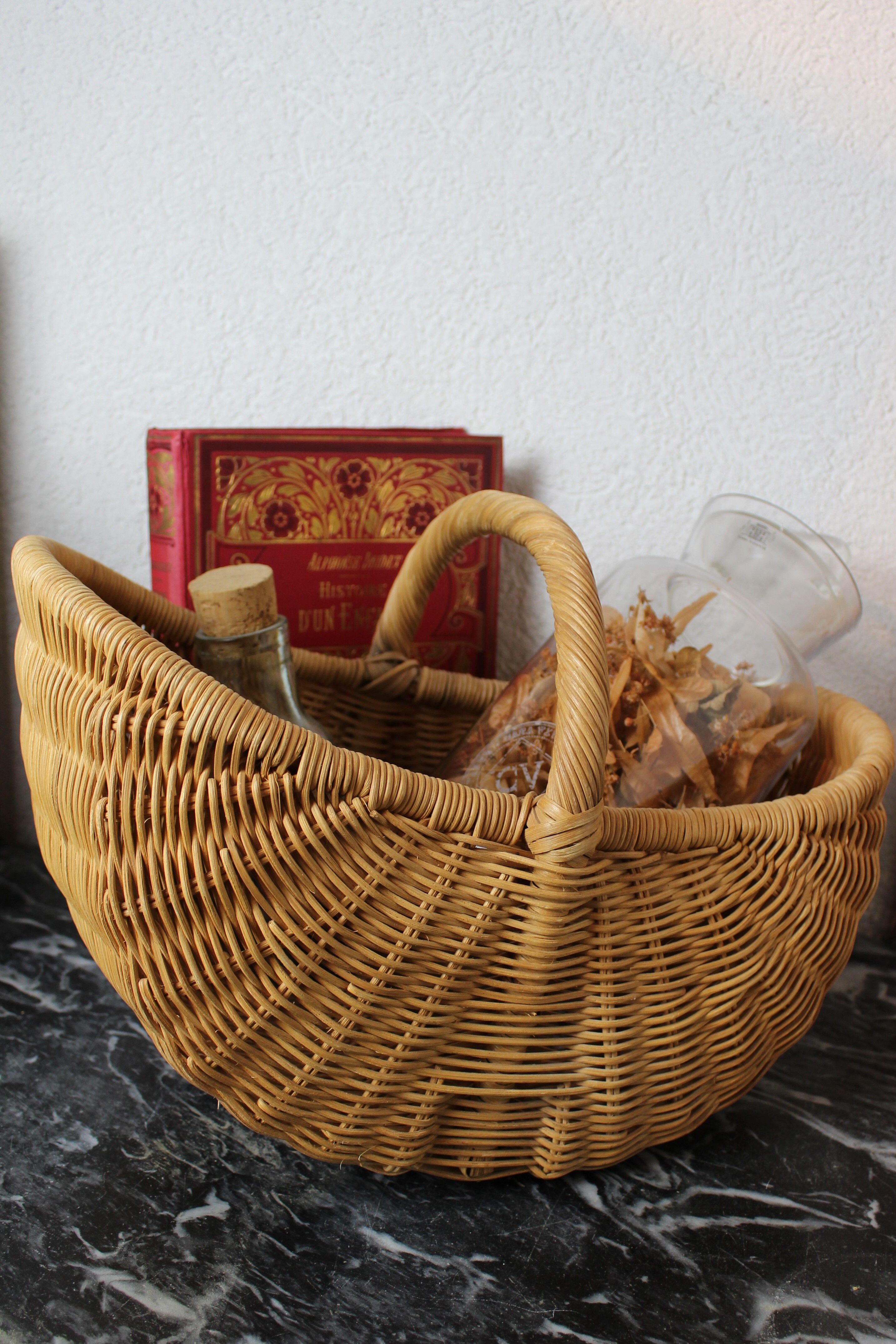 High wicker picking basket