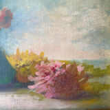 Paintings XIX° during HST "Bouquet of flowers in vase" signed Polet + frame