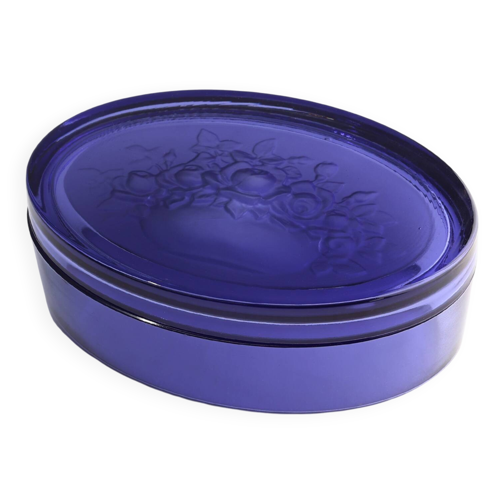 Blue glass Val-Saint-Lambert Vide-Poche, Belgium ca. 1900