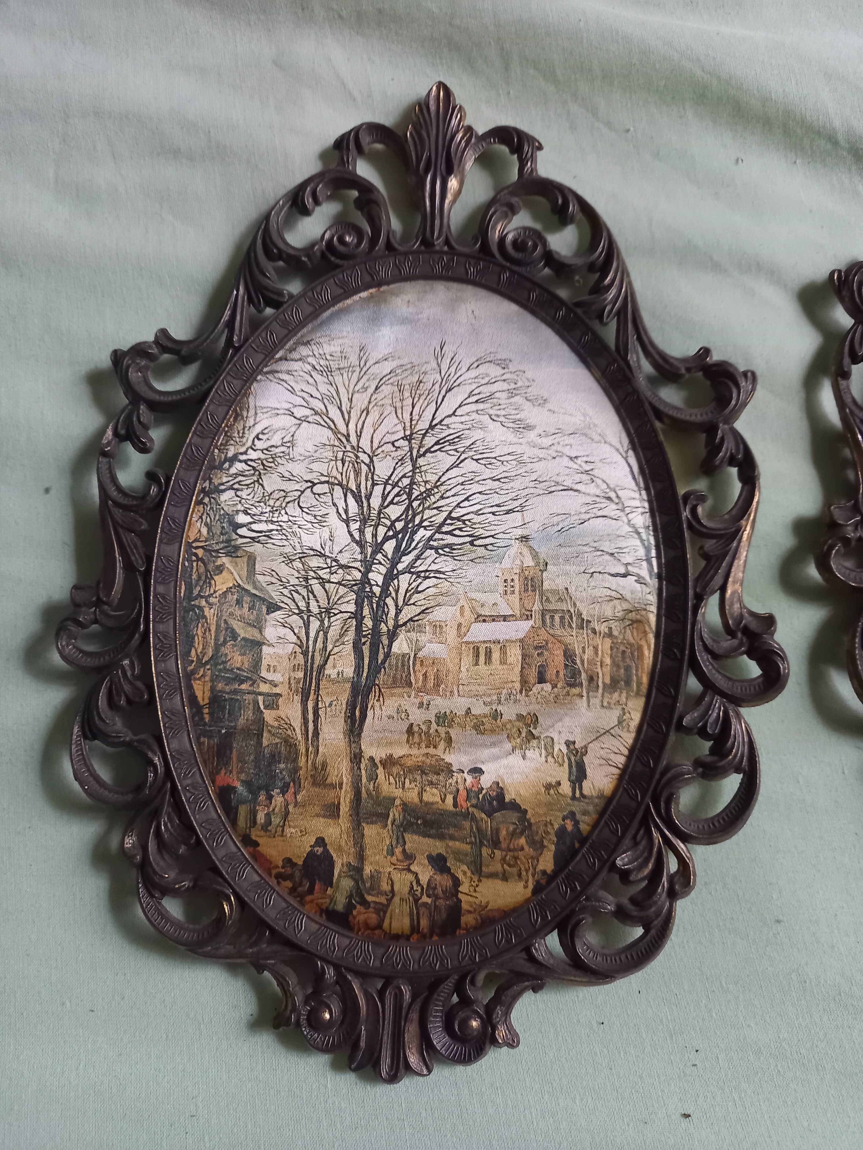 Lot 2 vintage worked metal frames