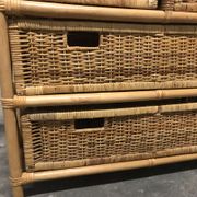 Commode vintage en osier/rotin et bambou 2 grands et 2 petits tiroirs