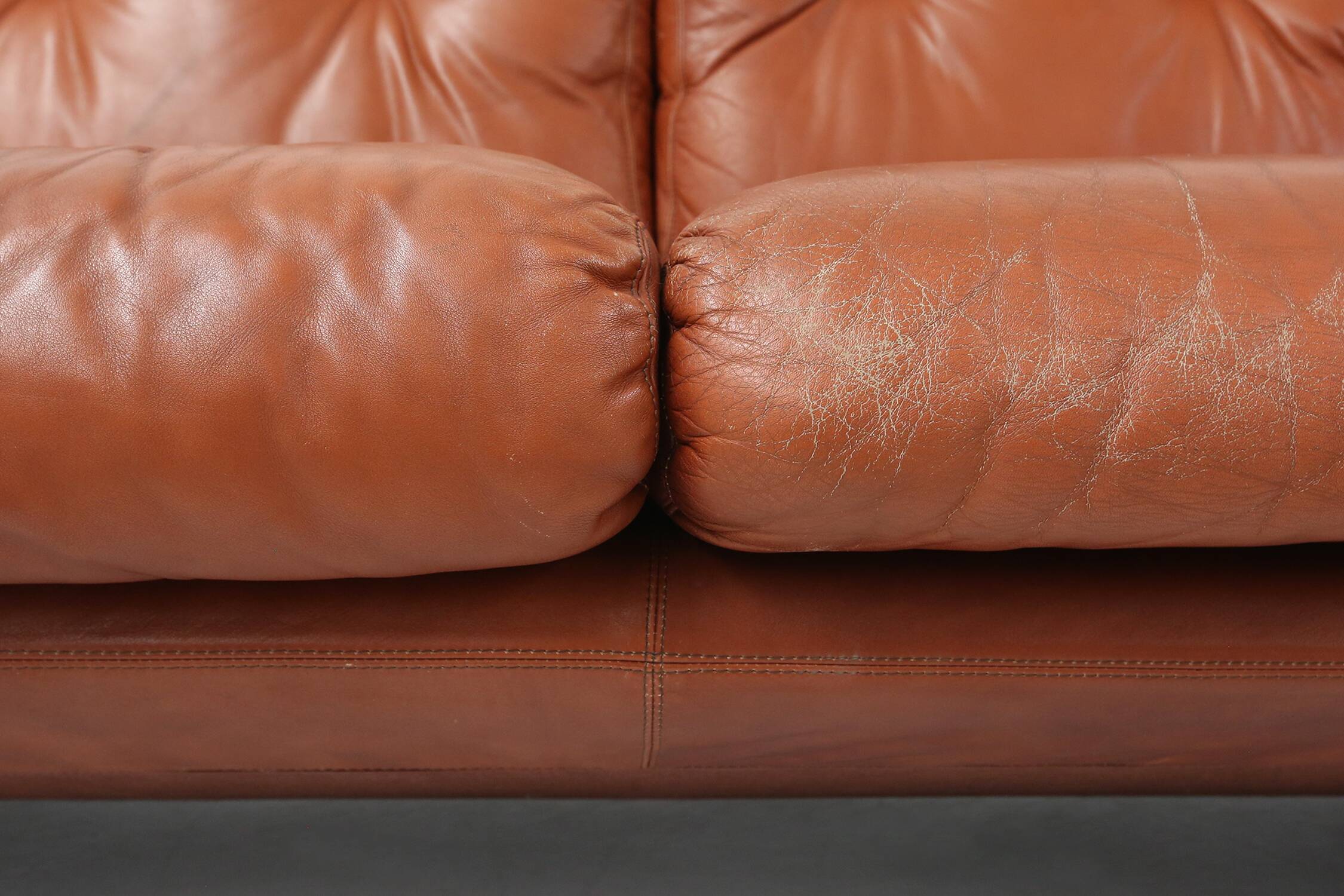 Brown leather 3-seater sofa Coronado by Tobia Scarpa for B&B Italia, Italy ca. 1960