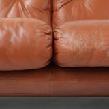 Brown leather 3-seater sofa Coronado by Tobia Scarpa for B&B Italia, Italy ca. 1960