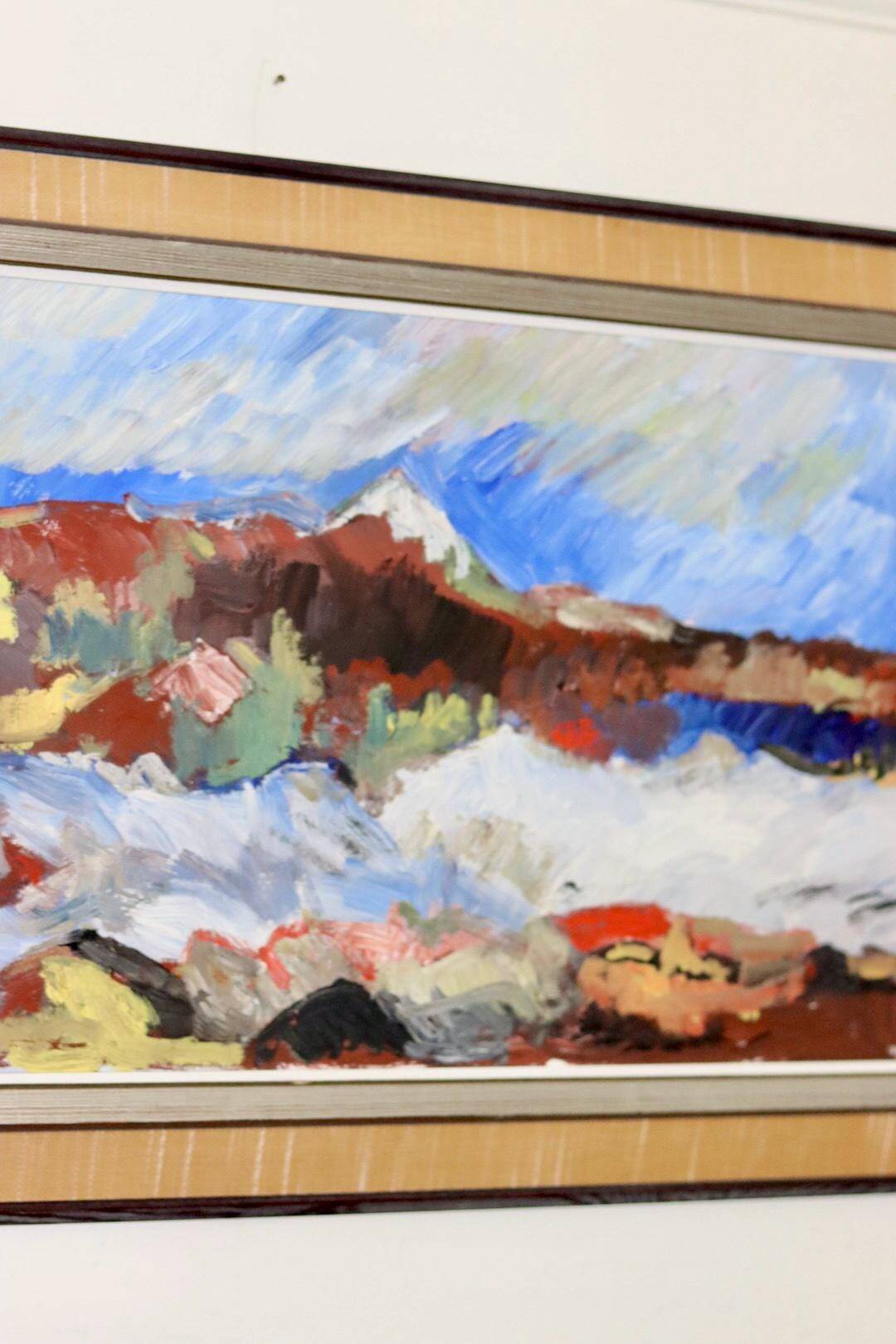 Oil painting on Swedish panel from the mid-century "Mountain Pattern" by H Öman.