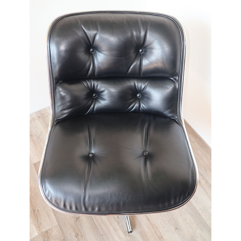 Pair of leather swivel armchairs by Charles Pollock for Knoll 1960