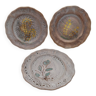 3 assiettes plates Bonaudi Vallauris
